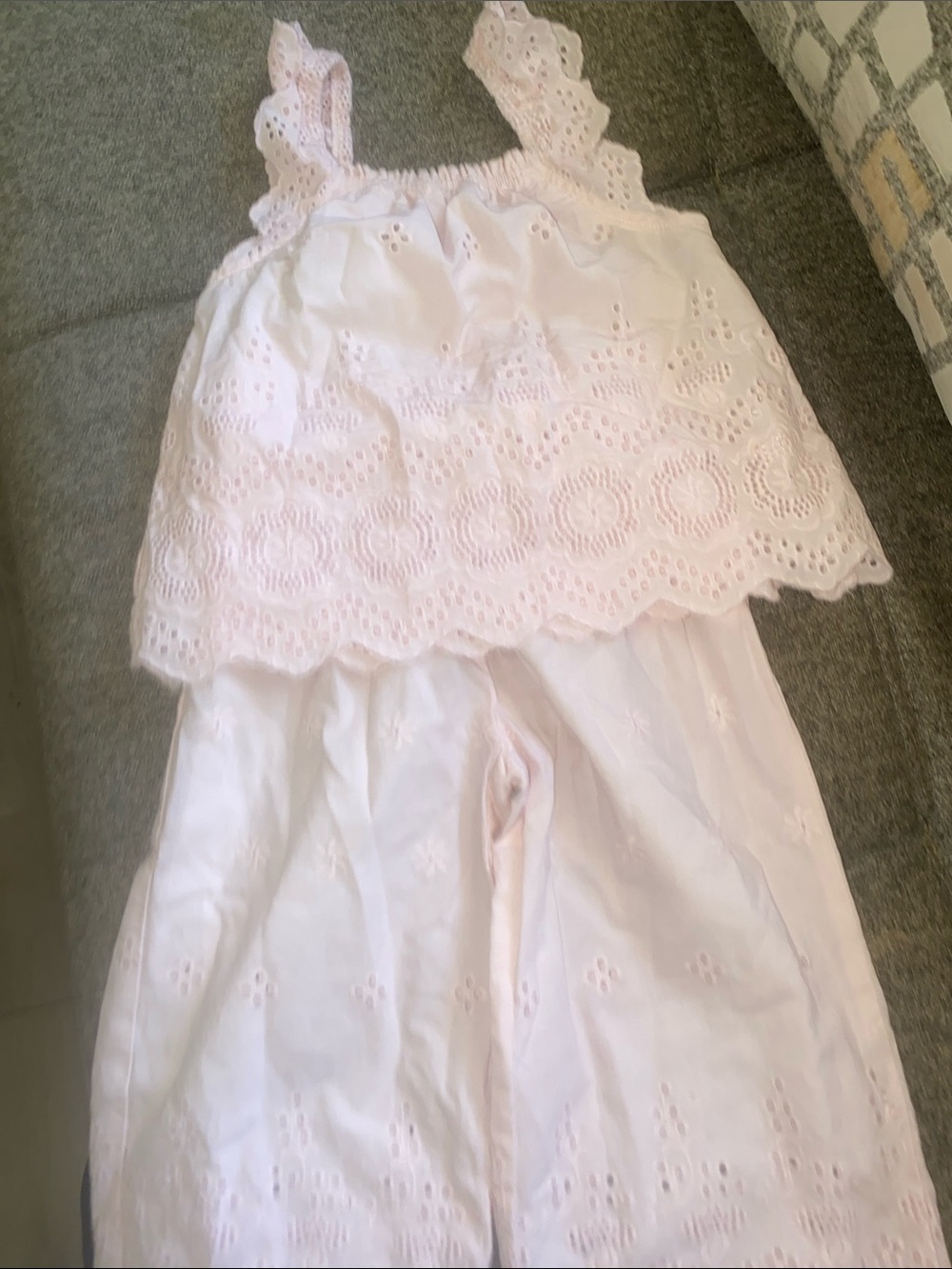 Zara kids MADE IN CAMBODIA Light Pink Eyelet Two-Piece Summer Set